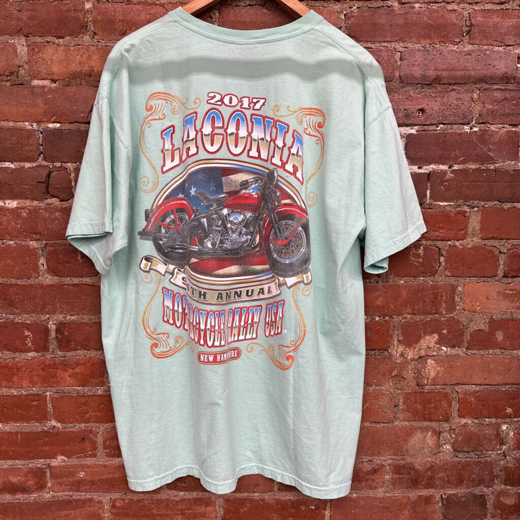 2017 Laconia NH Motorcycle tee teal size XL