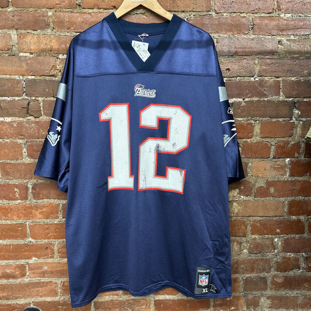 NFL Patriots Jersey Brady 12 Blue Size XL