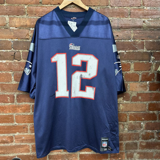 NFL Patriots Jersey Brady 12 Blue Size XL