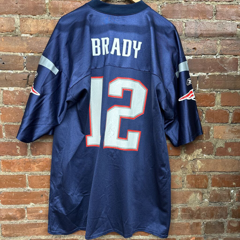 NFL Patriots Jersey Brady 12 Blue Size XL