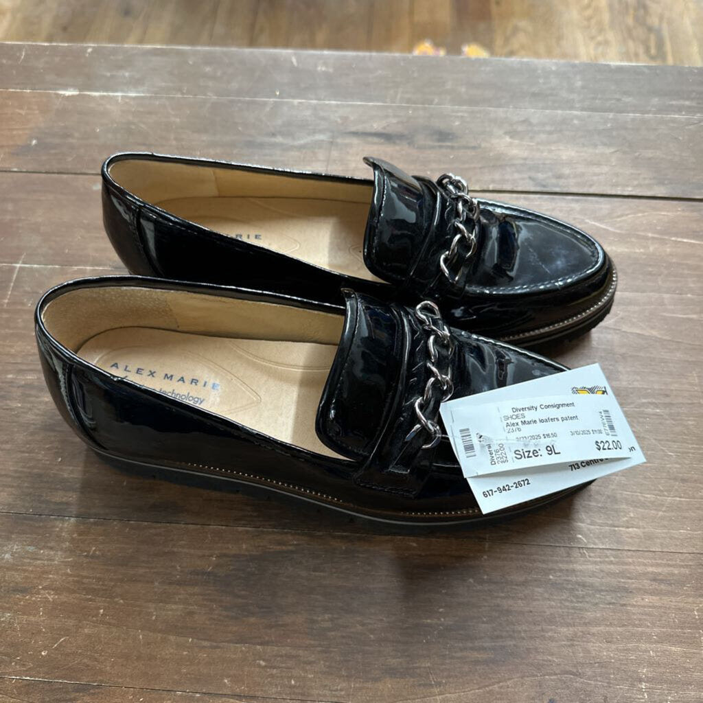 Alex Marie loafers patent leather black Size 9L