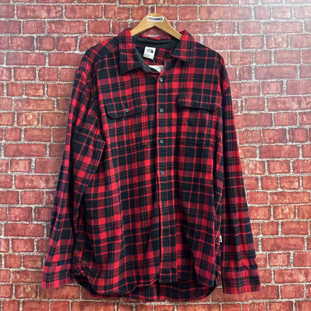 The North Face Plaid button Down red black Size XXL