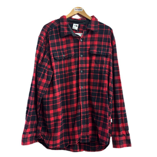 The North Face Plaid button Down red black Size XXL