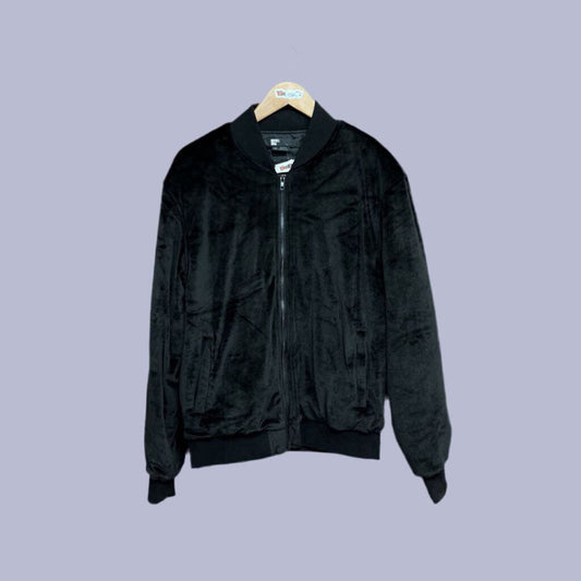 Russell Park Velour Bomber Jacket Black Size Small