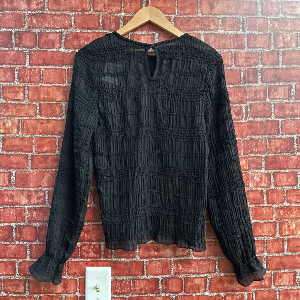 Grey Collection Sheer Long Sleeve top black Size L