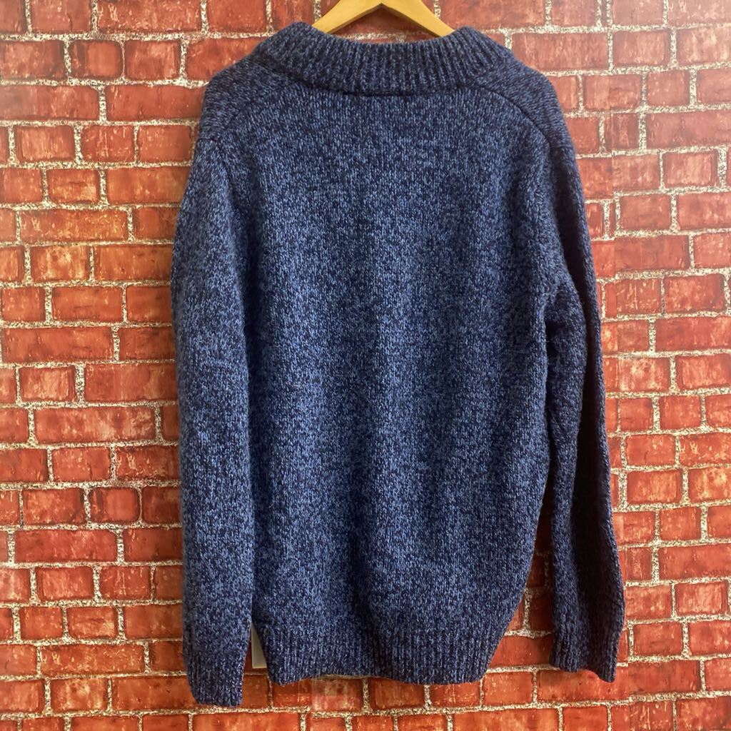 LL Bean Quarter button Lambs Wool Sweater blue size L