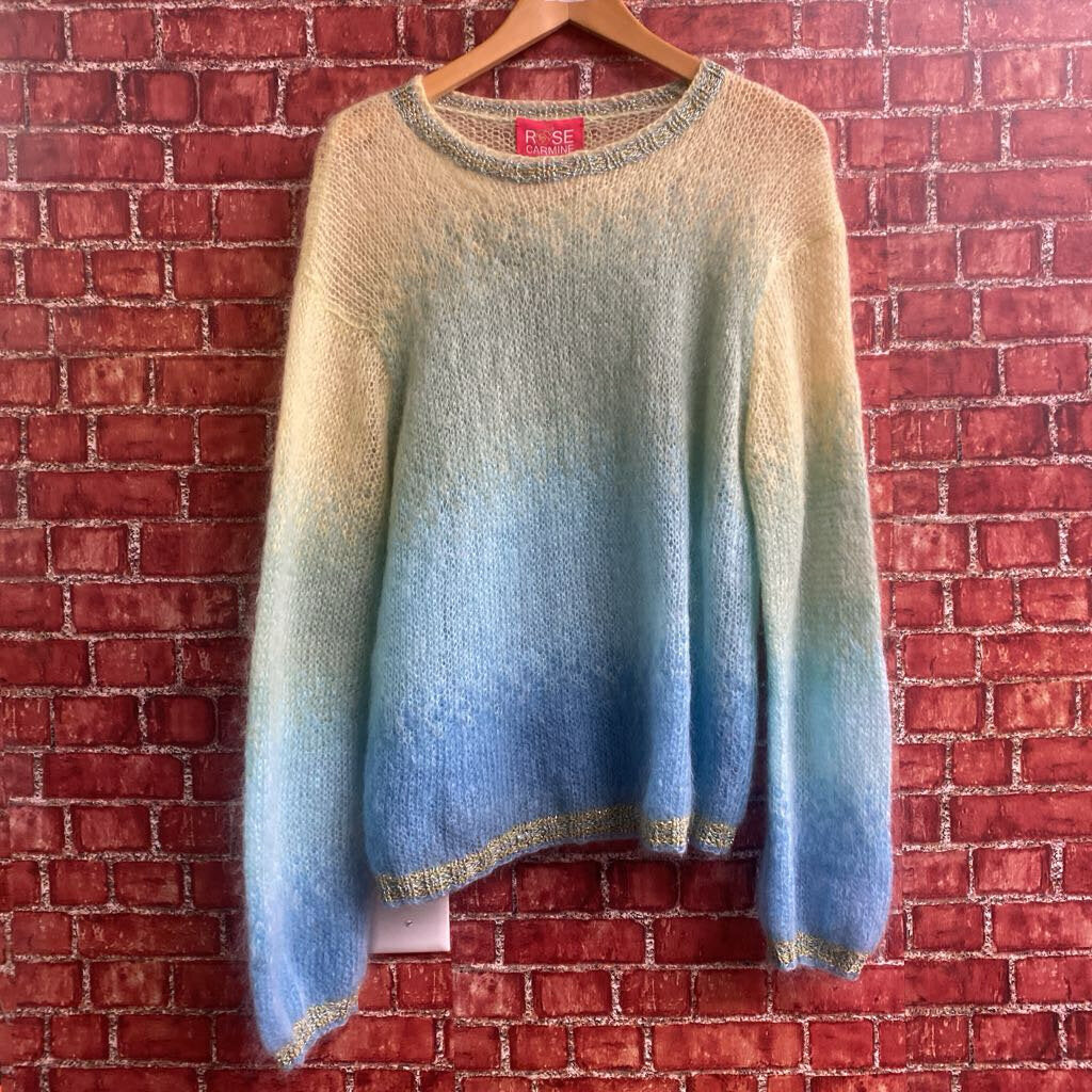 Rose Carmine Kid Mohair Ombre Sweater Yellow blue Size 2