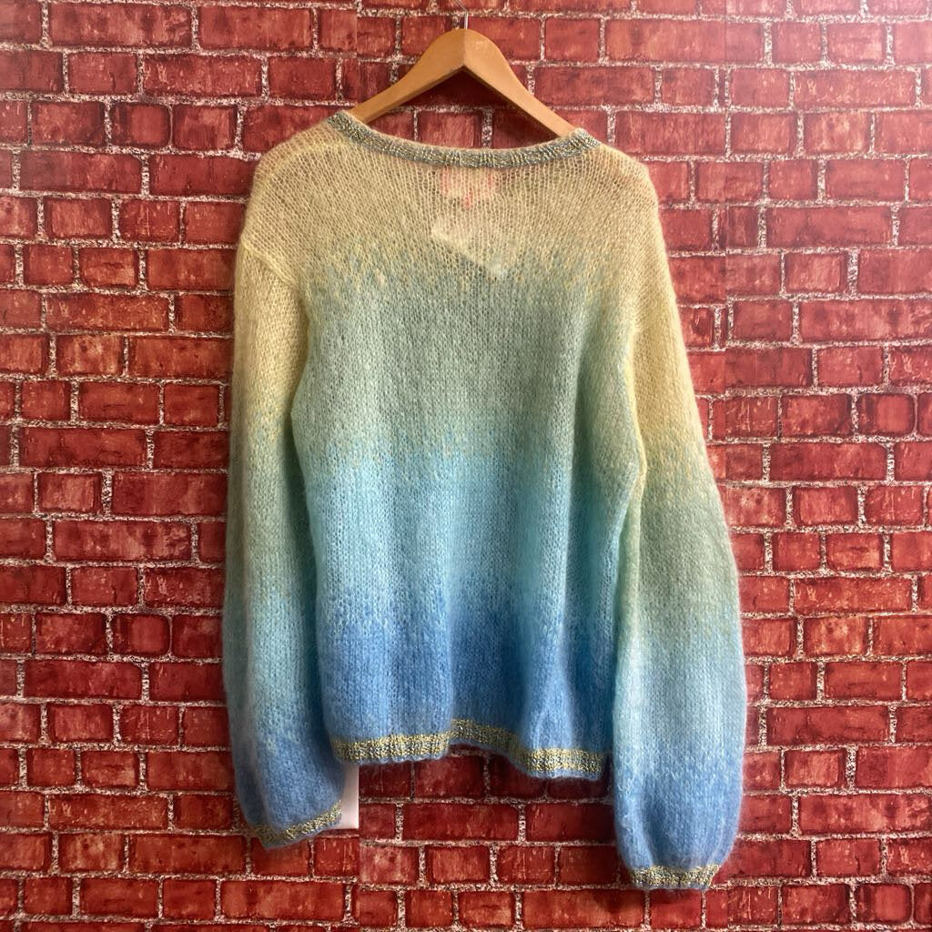 Rose Carmine Kid Mohair Ombre Sweater Yellow blue Size 2