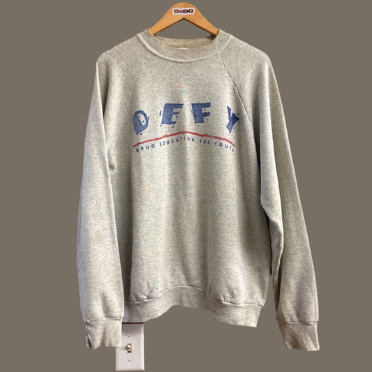 Vintage 90s Defy Drug Education for youth Crewneck grey Size XL