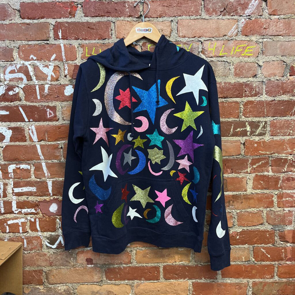 Local Art Star Moon Glitter Hoodie Blue Size M