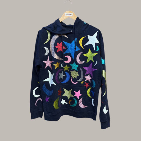 Local Art Star Moon Glitter Hoodie Blue Size M