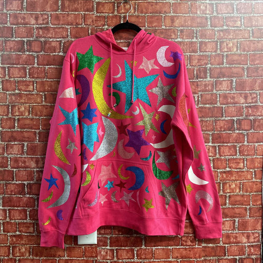 Local Art Star Moon Glitter Hoodie Pink Size L