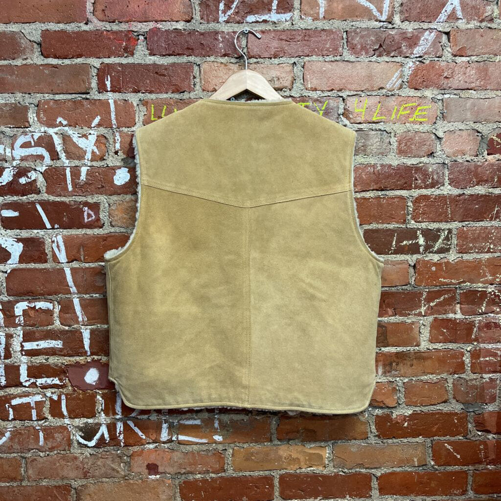 The Leather Shop Suede Vest Sherpa Lined Size XL