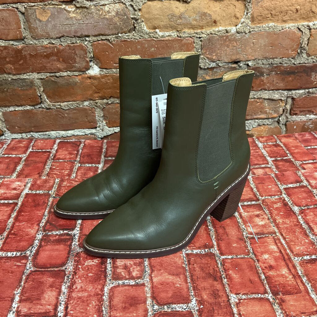 Crown Vintage Green Leather Chelsea Boots Size 10L