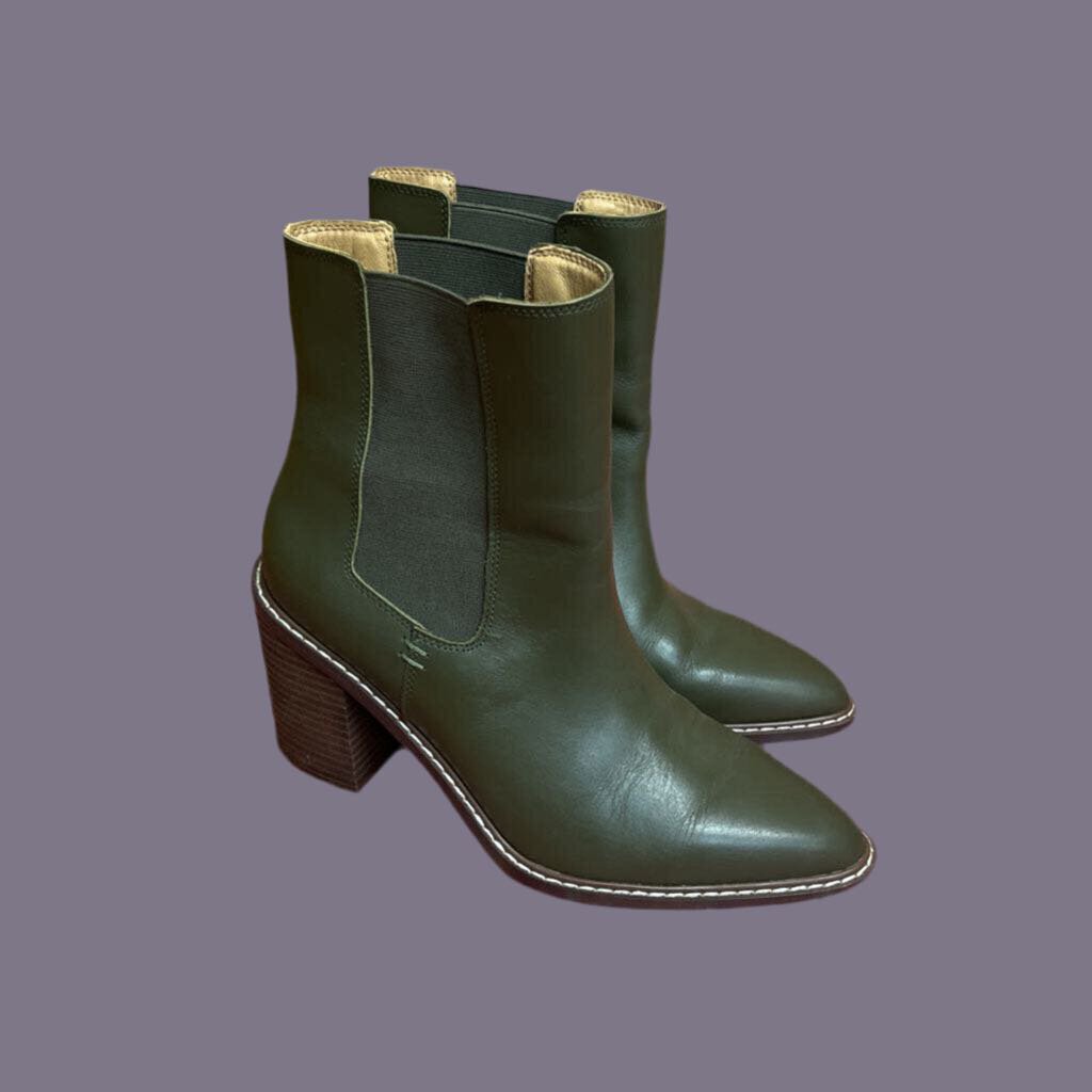 Crown Vintage Green Leather Chelsea Boots Size 10L