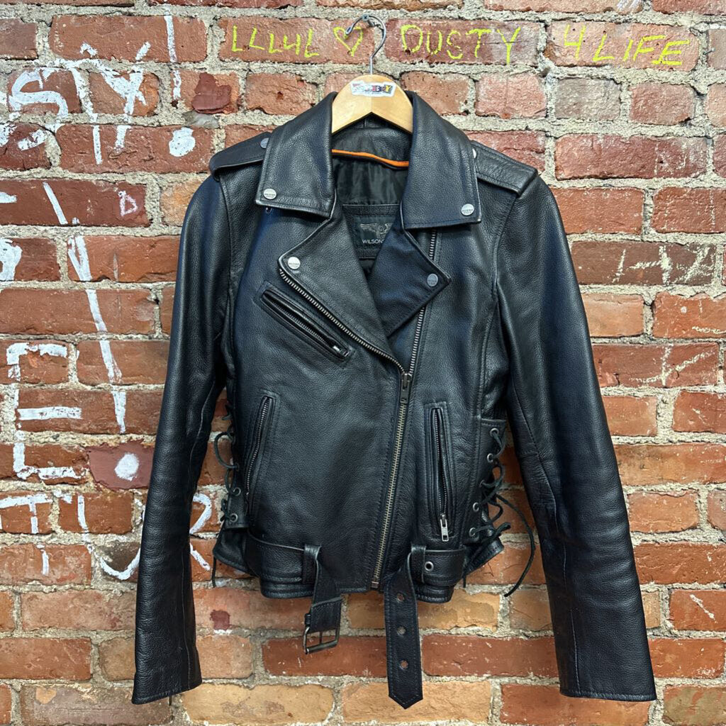 Wilsons Leather Cropped Moto jacket black Size S