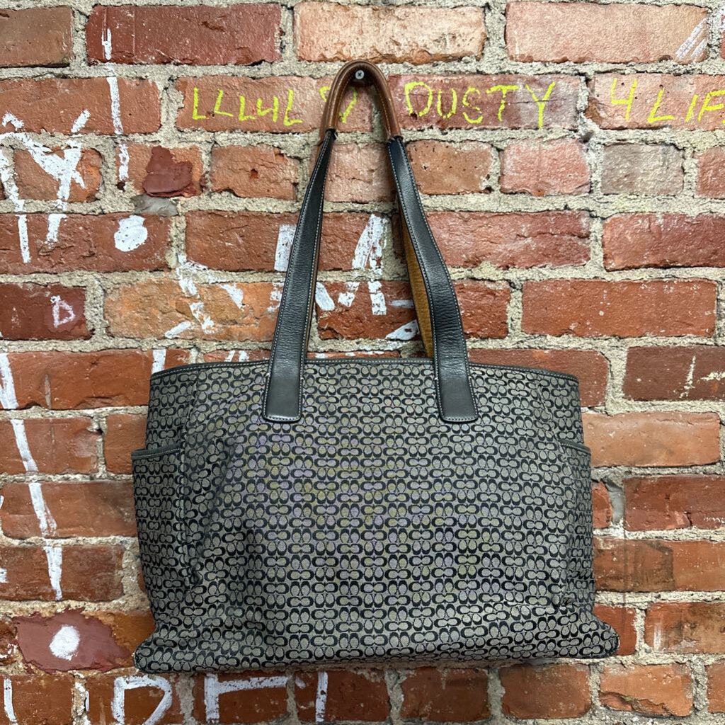 Vintage Coach Signature Monogram Tote Bag Grey CC