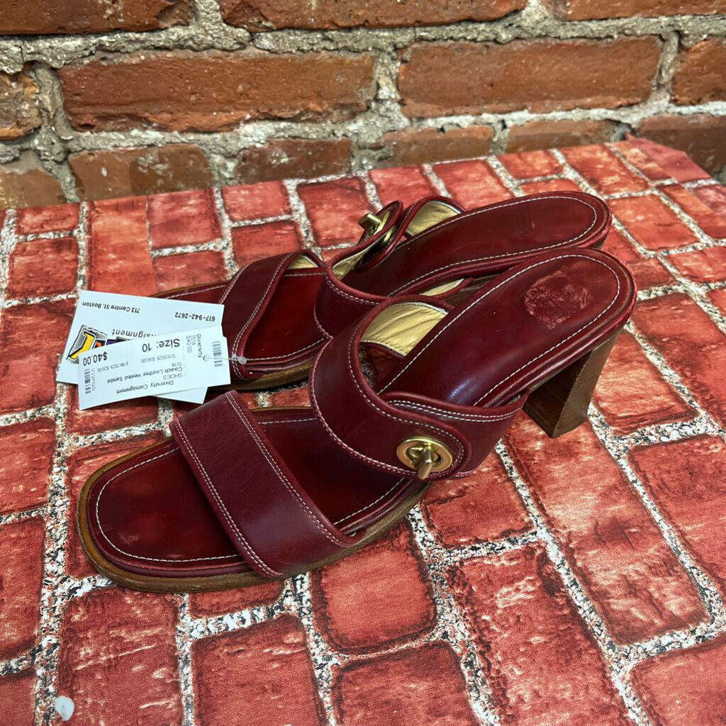 Coach Leather Heeled Sandal Red Size 10