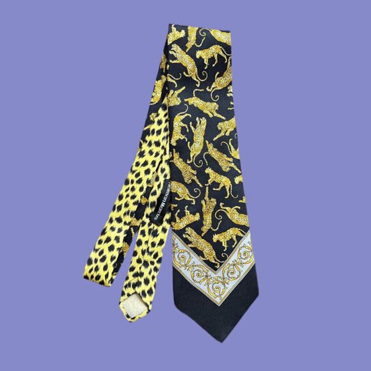 Vintage 90s Gianni Versace Tie Leopard