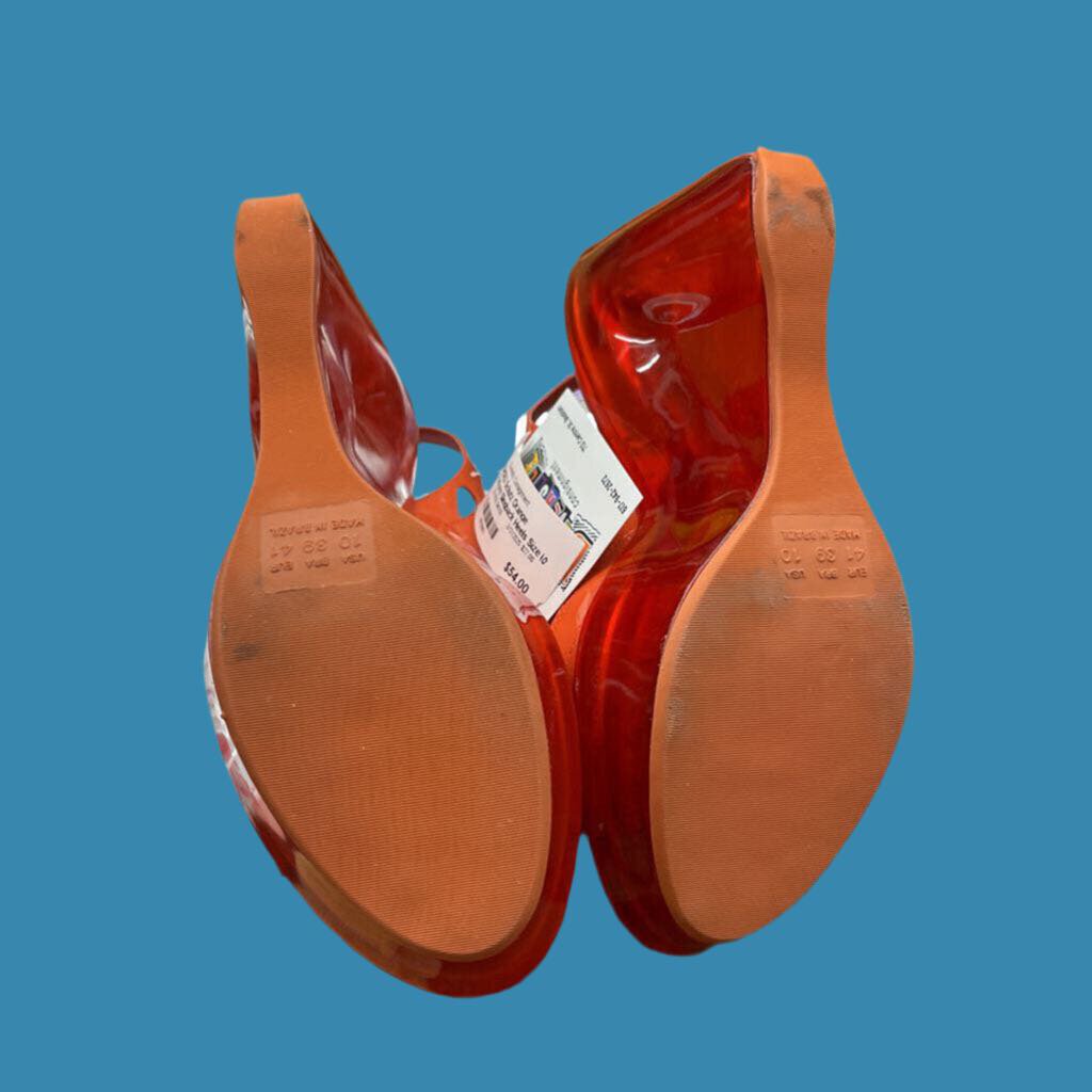 Schutz Orange Platform Slingback Heels Size 10L