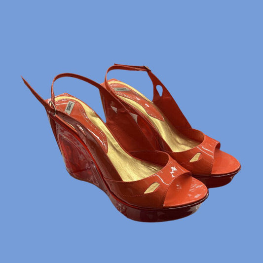 Schutz Orange Platform Slingback Heels Size 10L