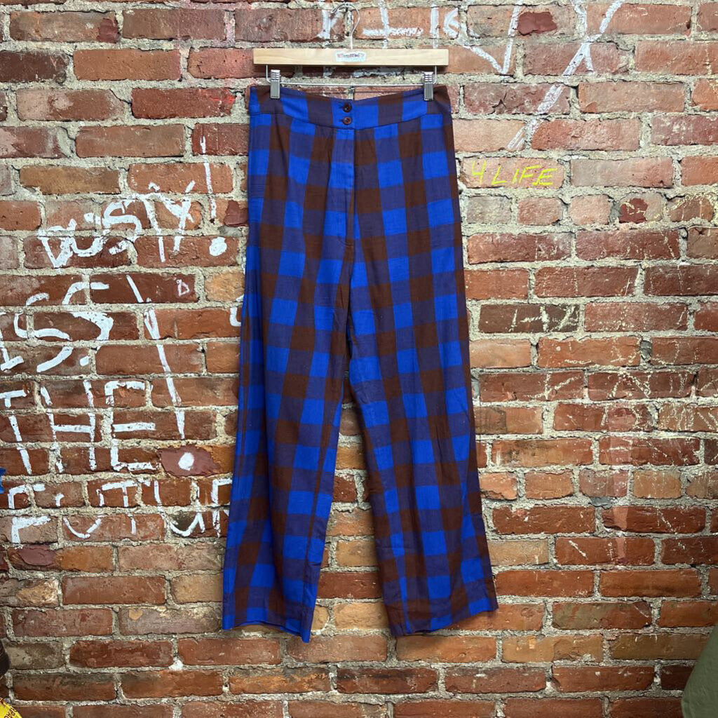 Ali Golden Plaid Trousers Size Large