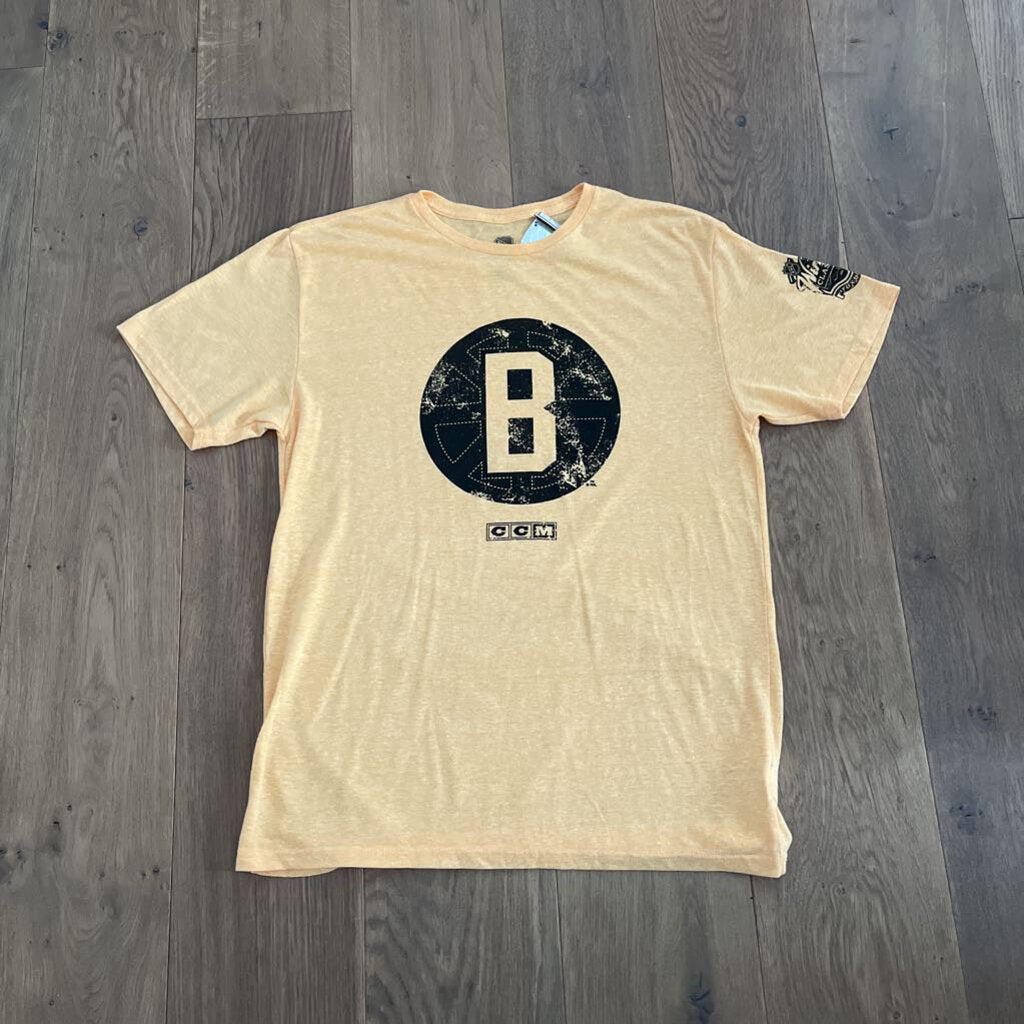 NWT CCM Boston Bruins Tee Yellow Size XL