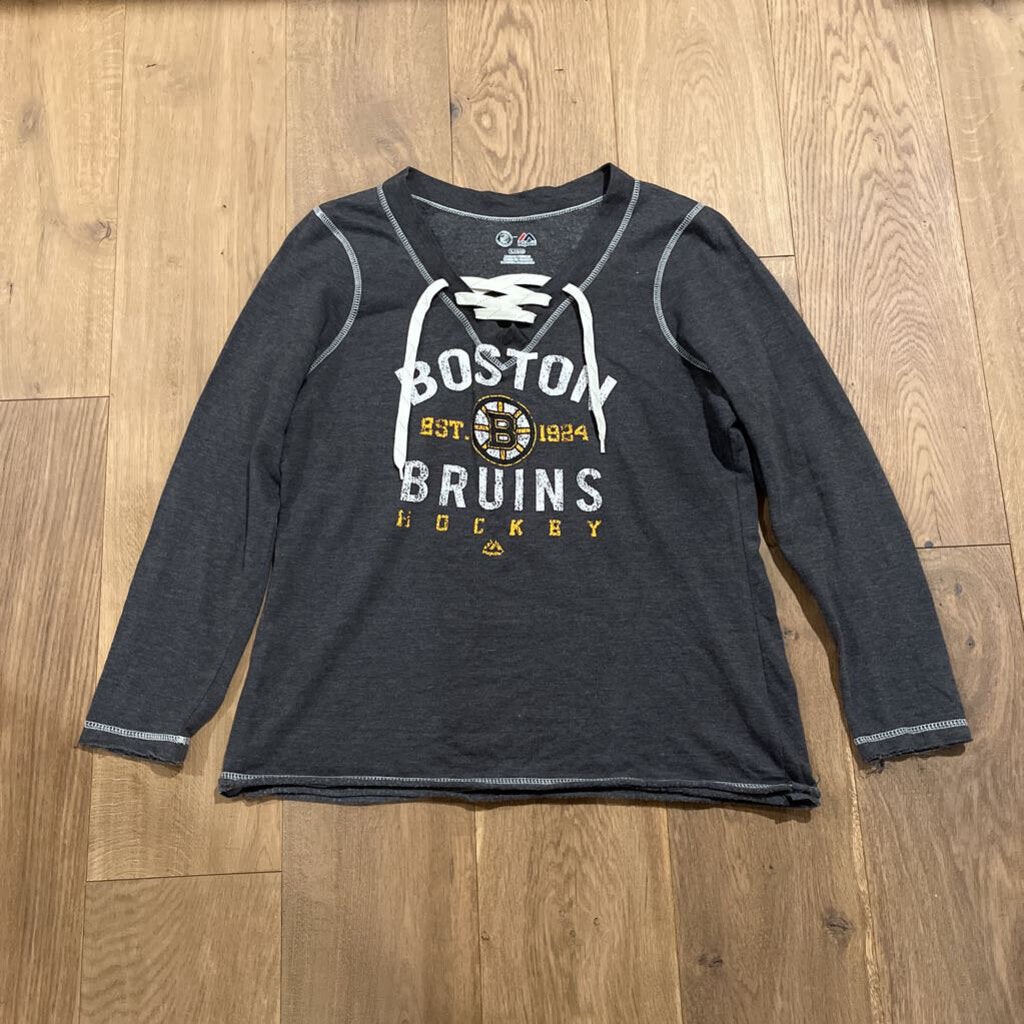 Boston Bruins Lace Up Hockey Top Grey Size XL