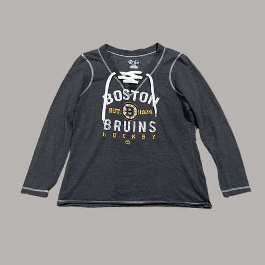 Boston Bruins Lace Up Hockey Top Grey Size XL