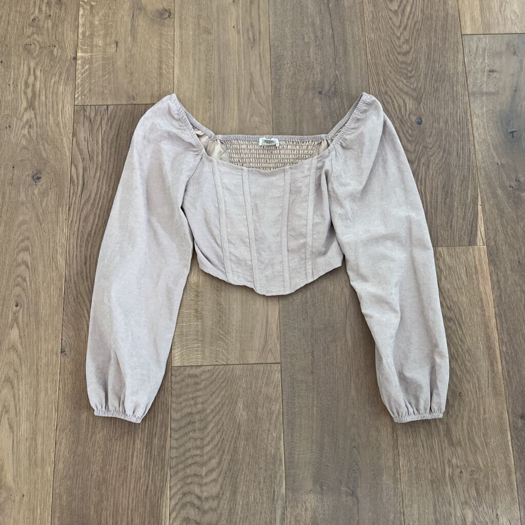 Kirious LA Beige Crop Top Long Sleeve Size S