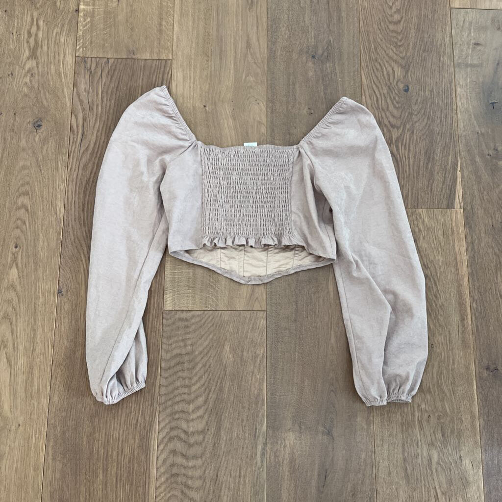 Kirious LA Beige Crop Top Long Sleeve Size S