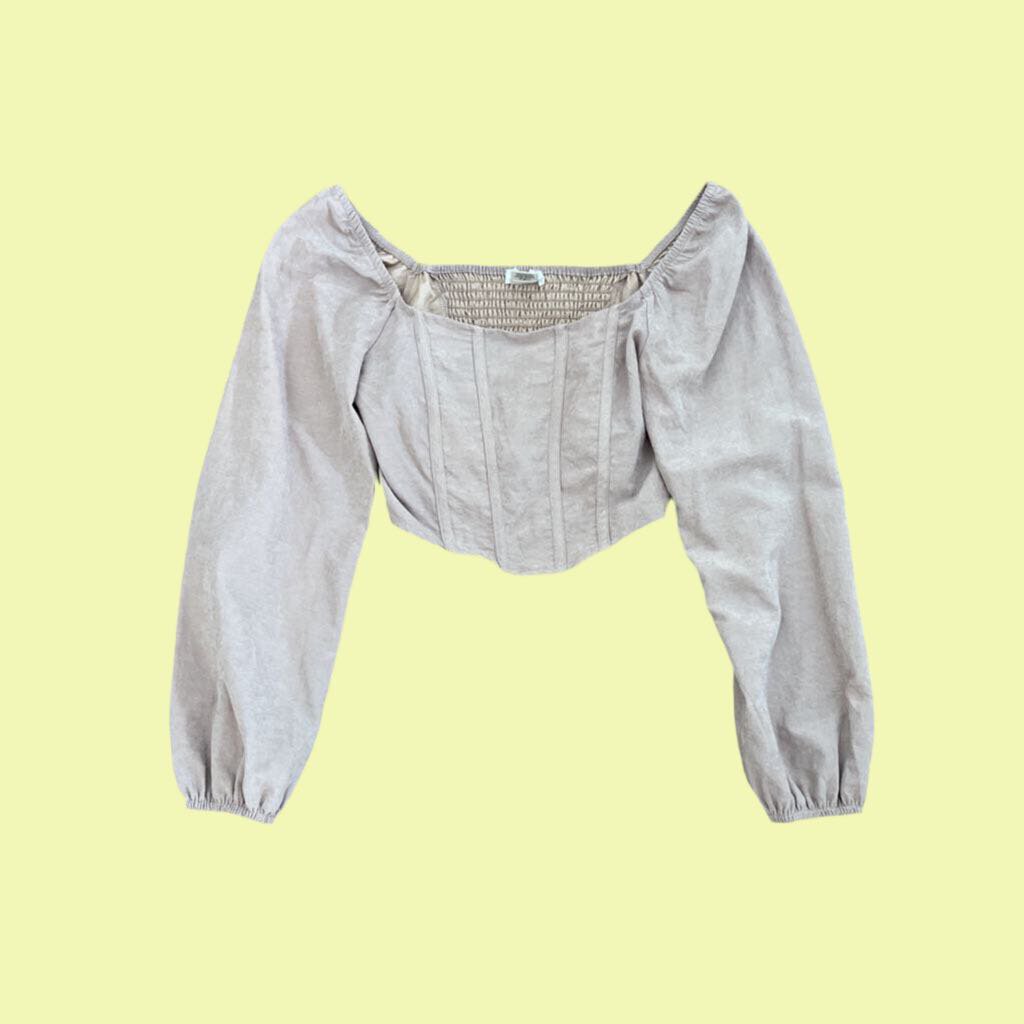 Kirious LA Beige Crop Top Long Sleeve Size S