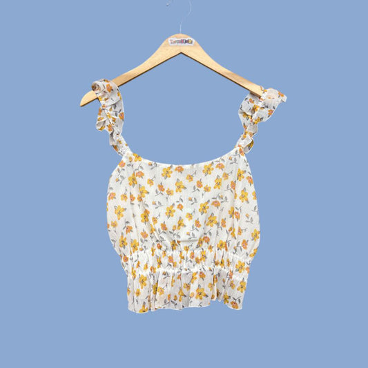 NWT Lush Floral Top Wht/Yellow S