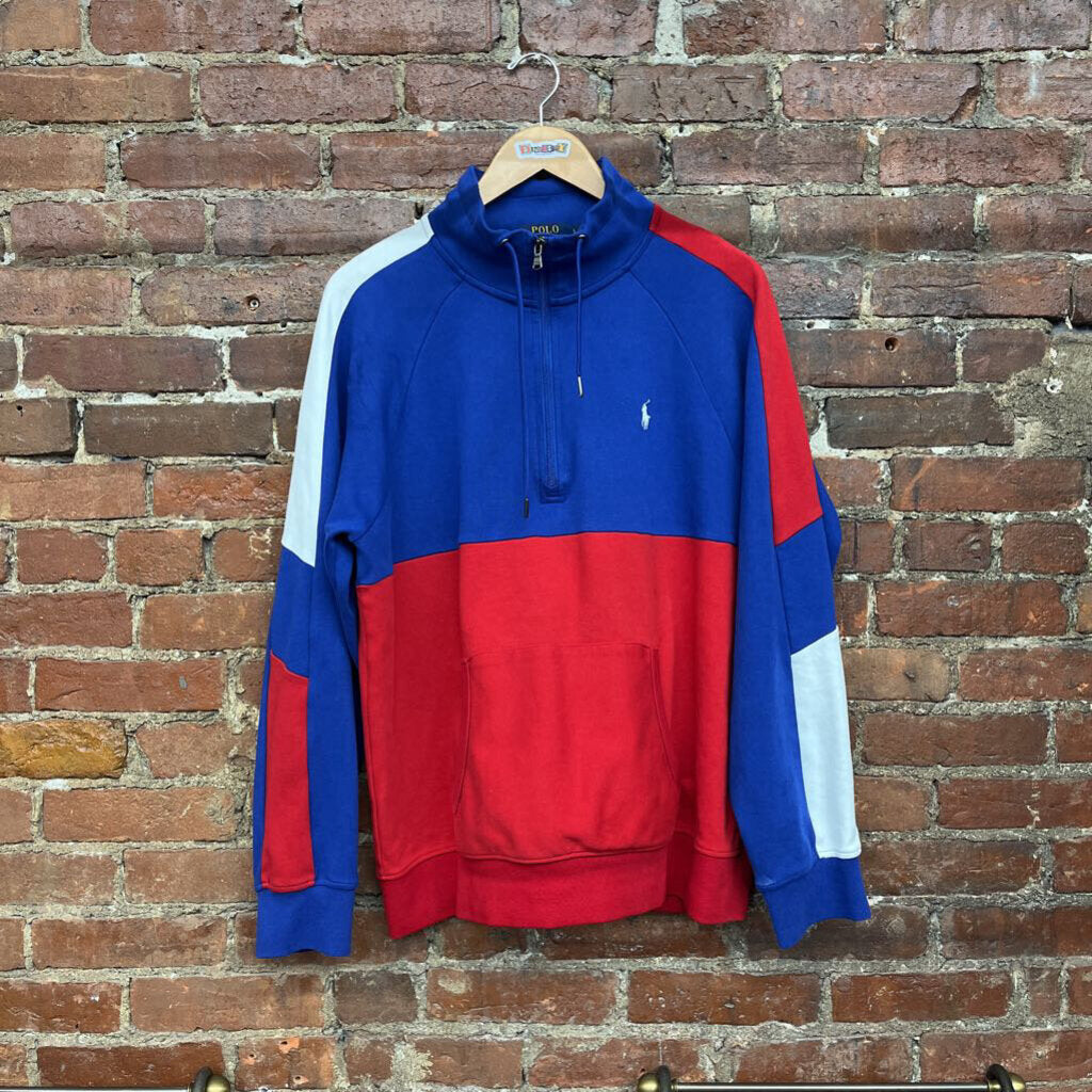 Polo RL Half Zip Crewneck ble/red L