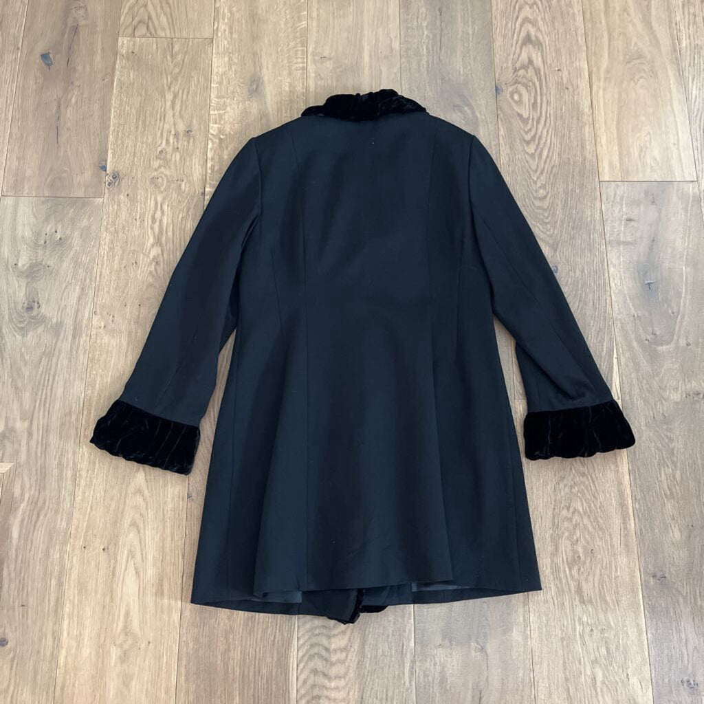 INC Wool Ruffle Trim Coat Black Size XL