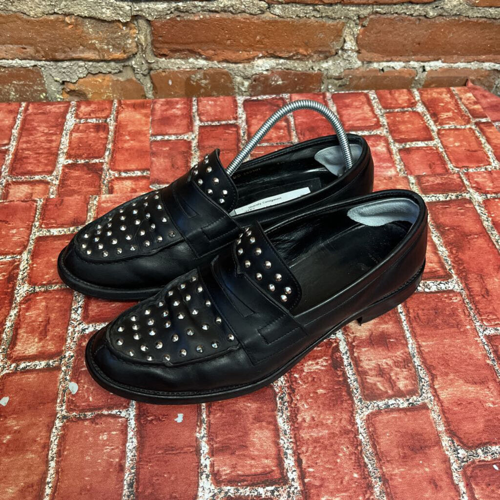 Saint Laurent Spiked Loafers Blk/Silver 7