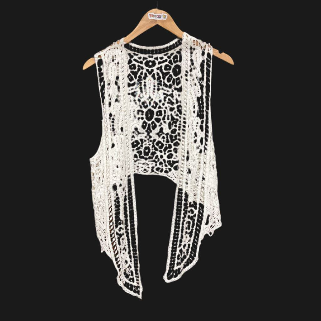 Grateful Dead Patch Lace Vest White OS