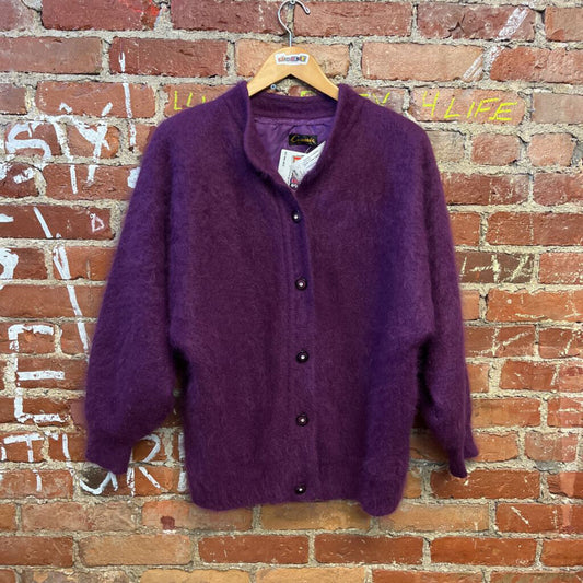 Vintage Connie Angora Wool cardigan purple Size M