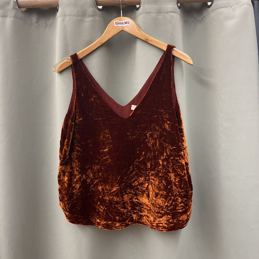 Loft Orange Velour Tank Top Size M