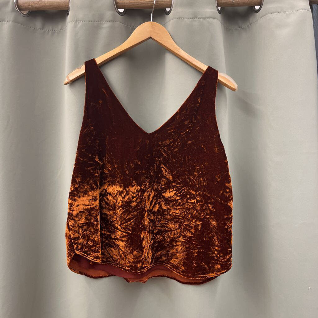 Loft Orange Velour Tank Top Size M