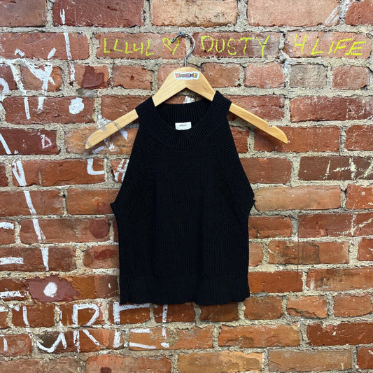 Wilfred Ribbed Black Crop Top Size Small