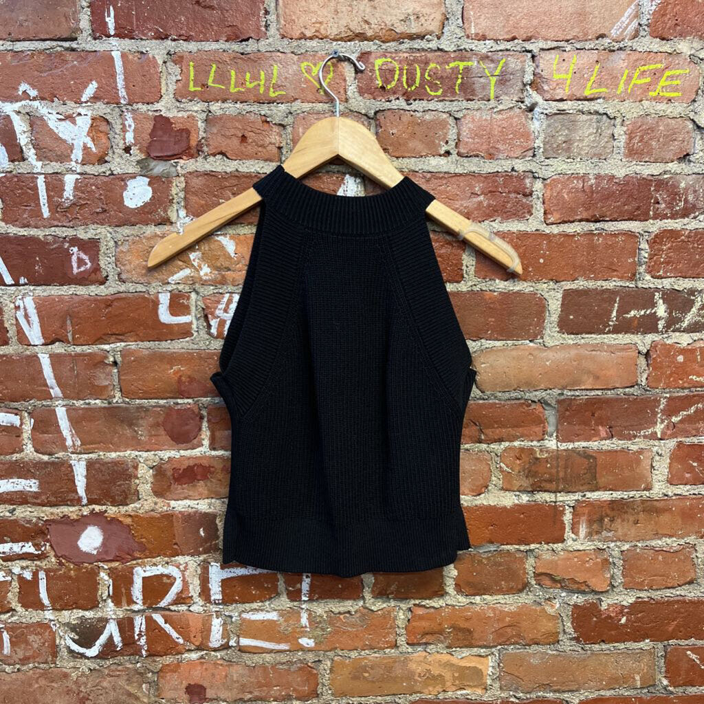 Wilfred Ribbed Black Crop Top Size Small