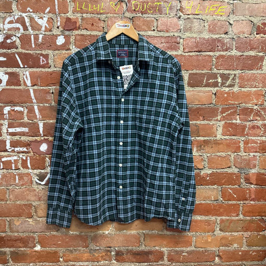 Untuck It Plaid button Down Blue Green Size Large Mens