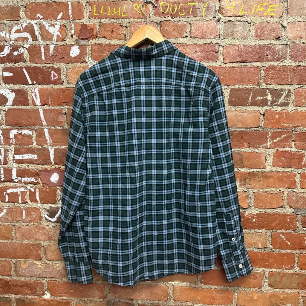 Untuck It Plaid button Down Blue Green Size Large Mens