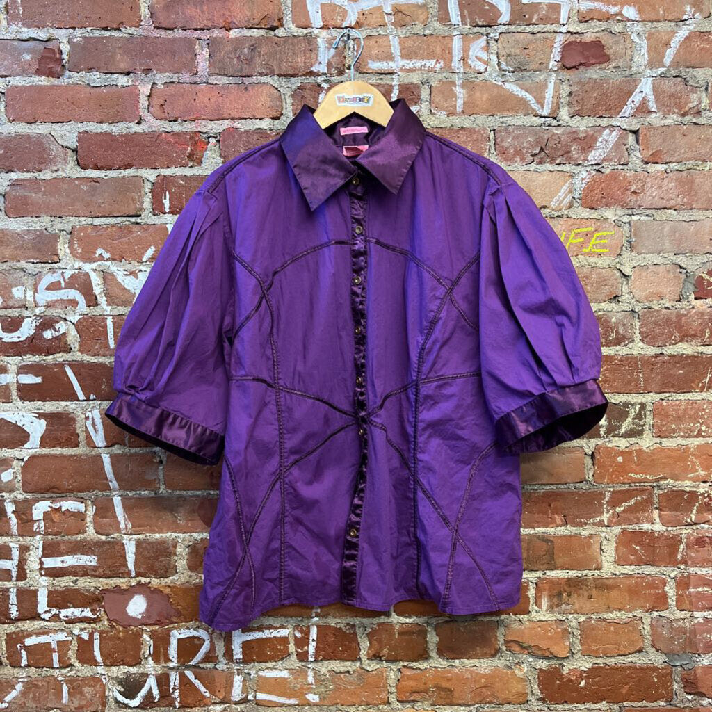 She's Cool Vintage Button Up Top Purple Size 2XL