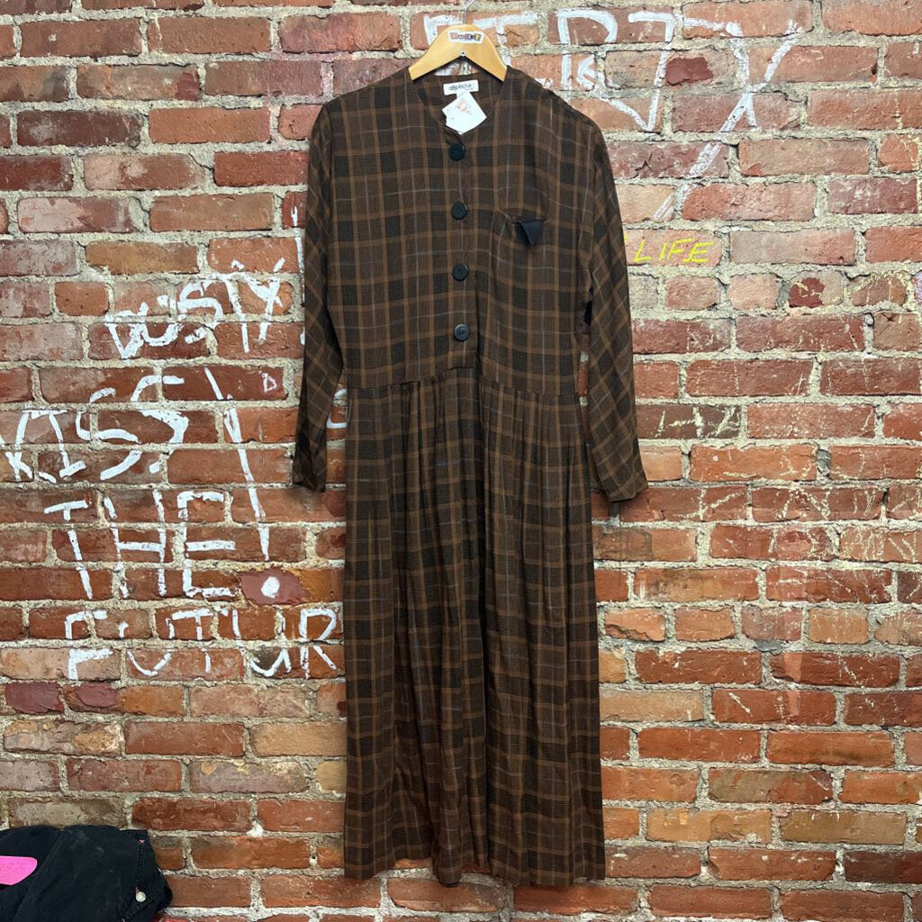 Vintage Depeche Mode Plaid Maxi Dress Size 4 Ladies