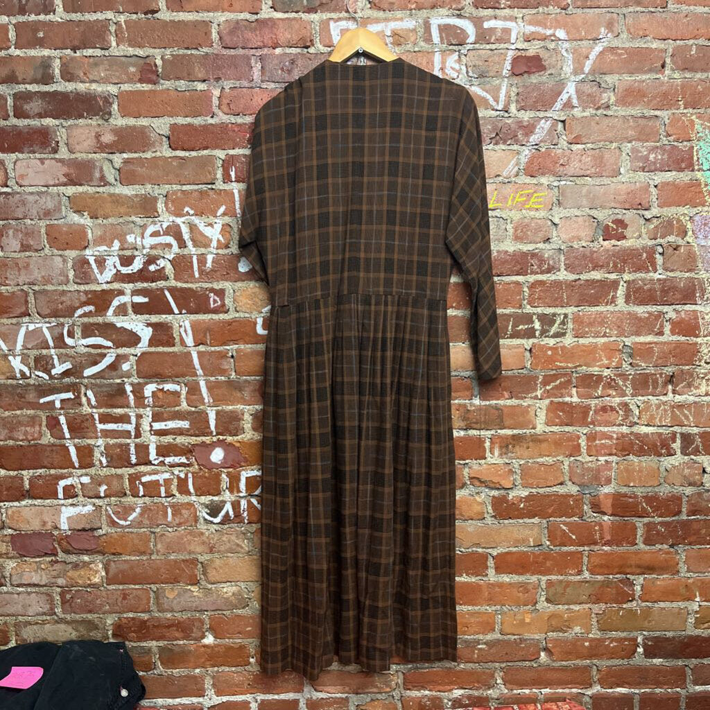 Vintage Depeche Mode Plaid Maxi Dress Size 4 Ladies