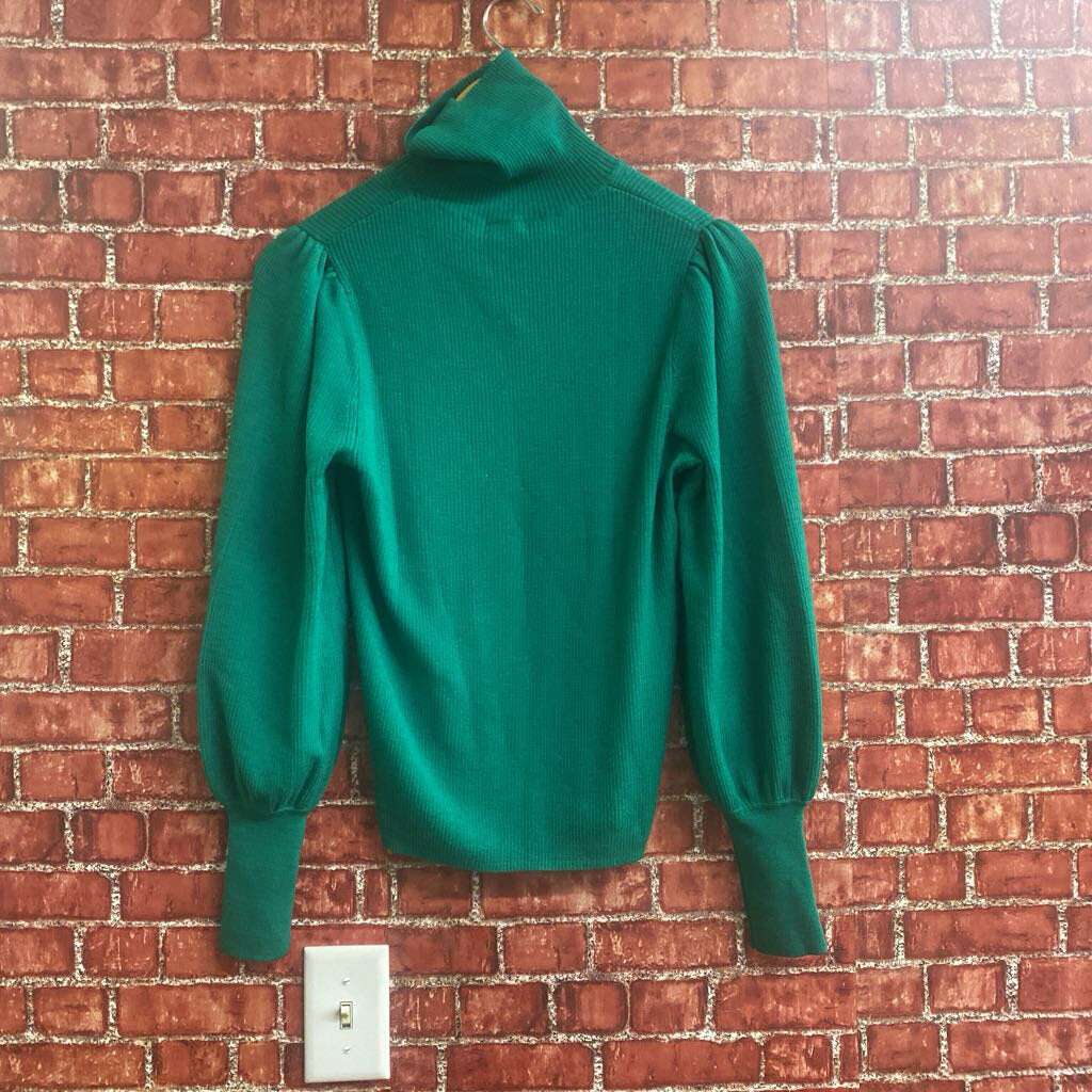 J Crew balloon Sleeve Knit Top green size S