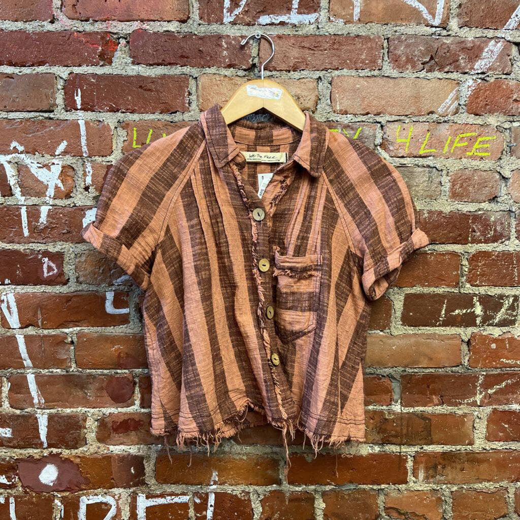 We The Free Brown Striped Crop Top Size Small