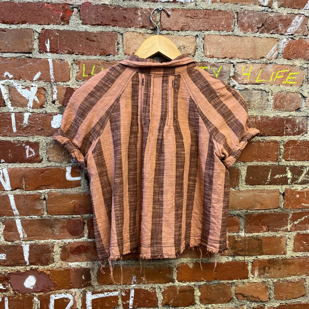 We The Free Brown Striped Crop Top Size Small